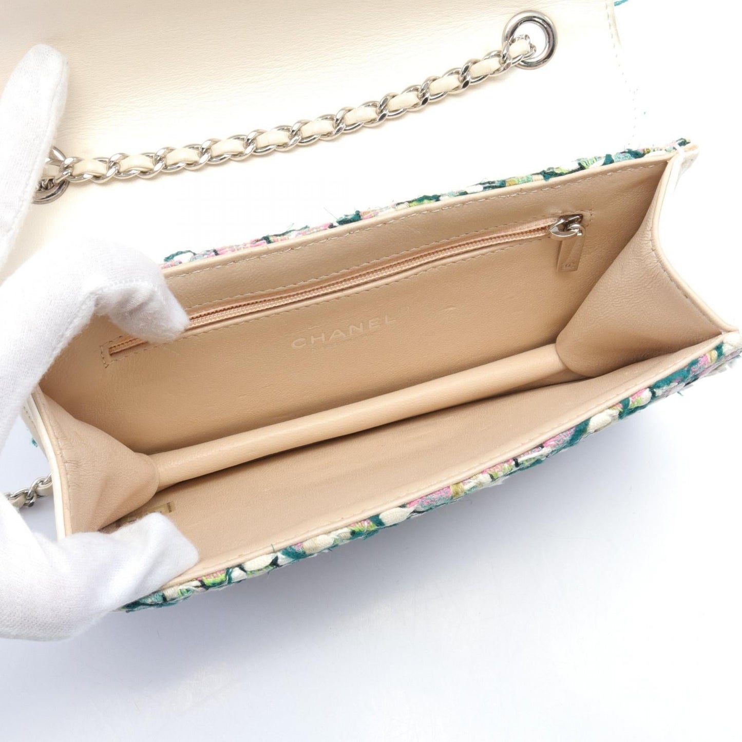 Chanel Coco Mark Fabric Leather Shoulder Bag A93221