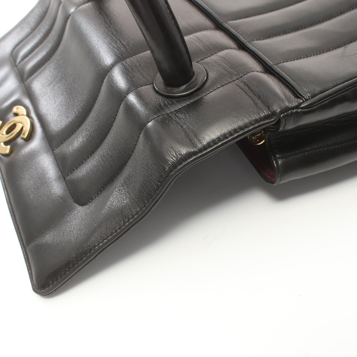 Chanel CC Leather Handle Bag Leather Handbag in New Condition