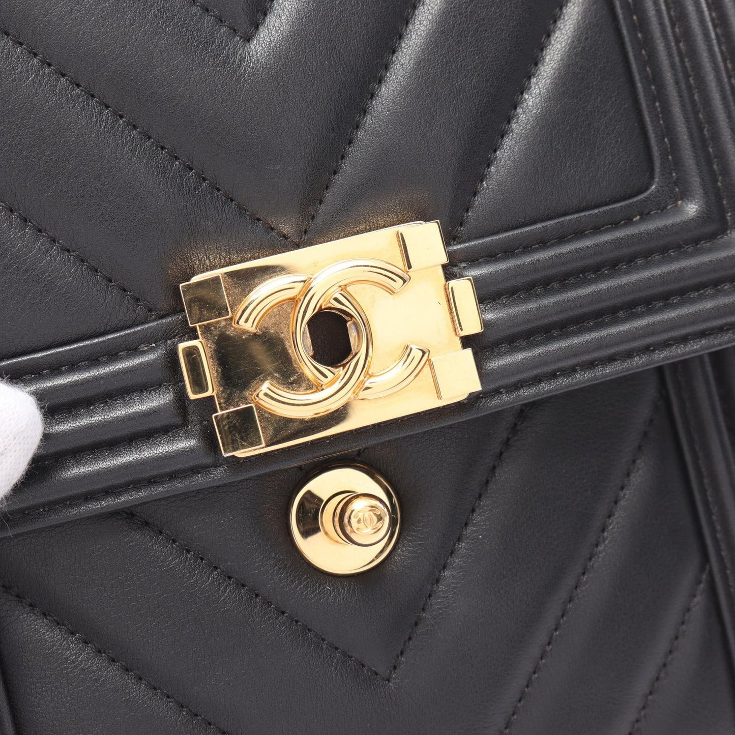 Chanel Boy V-Stitch Lambskin Shoulder Bag