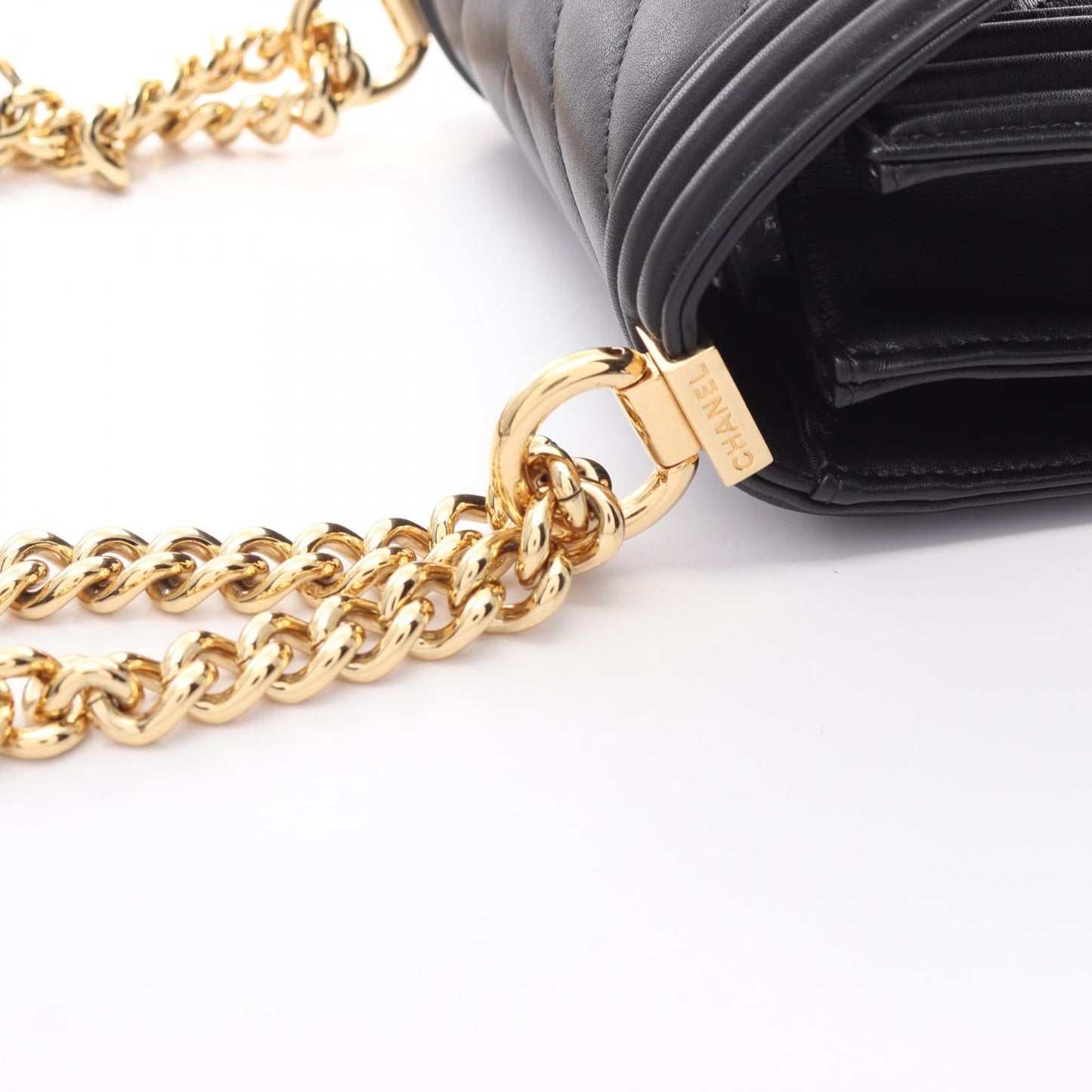 Chanel Boy V-Stitch Lambskin Shoulder Bag