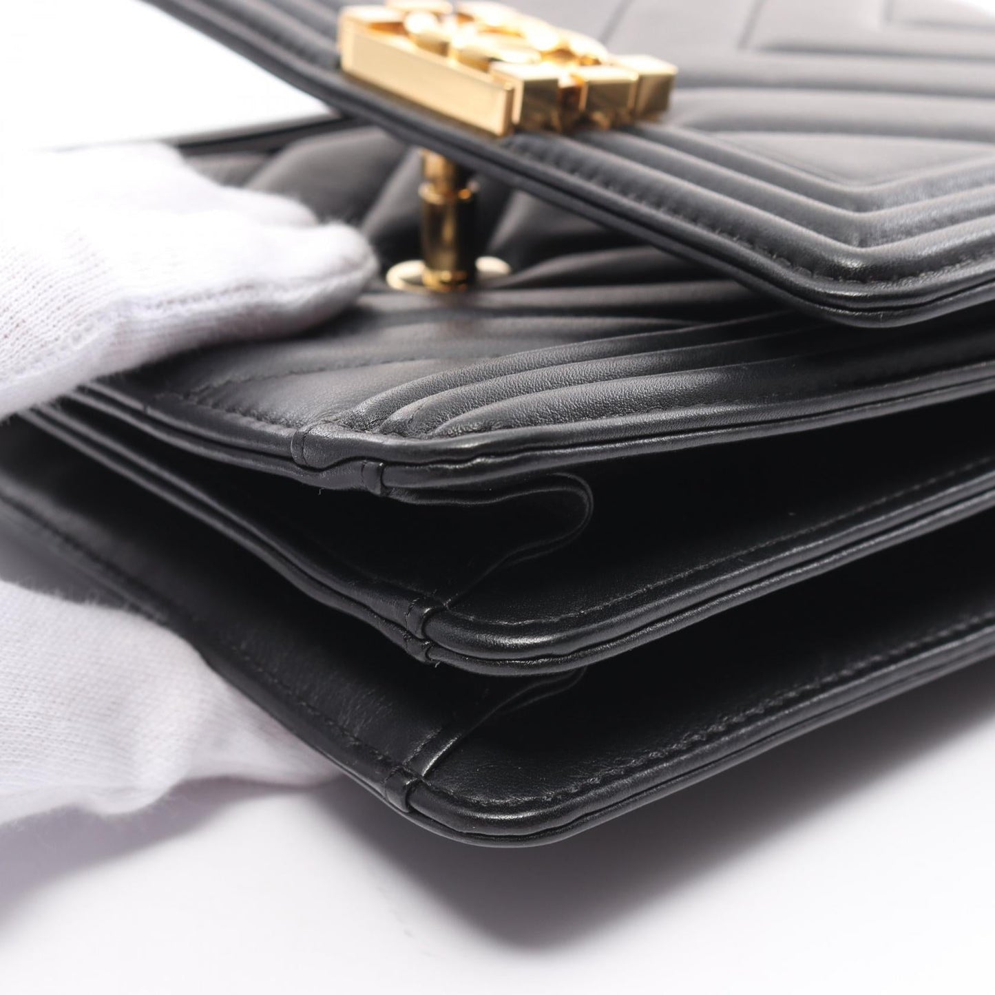 Chanel Boy V-Stitch Lambskin Shoulder Bag