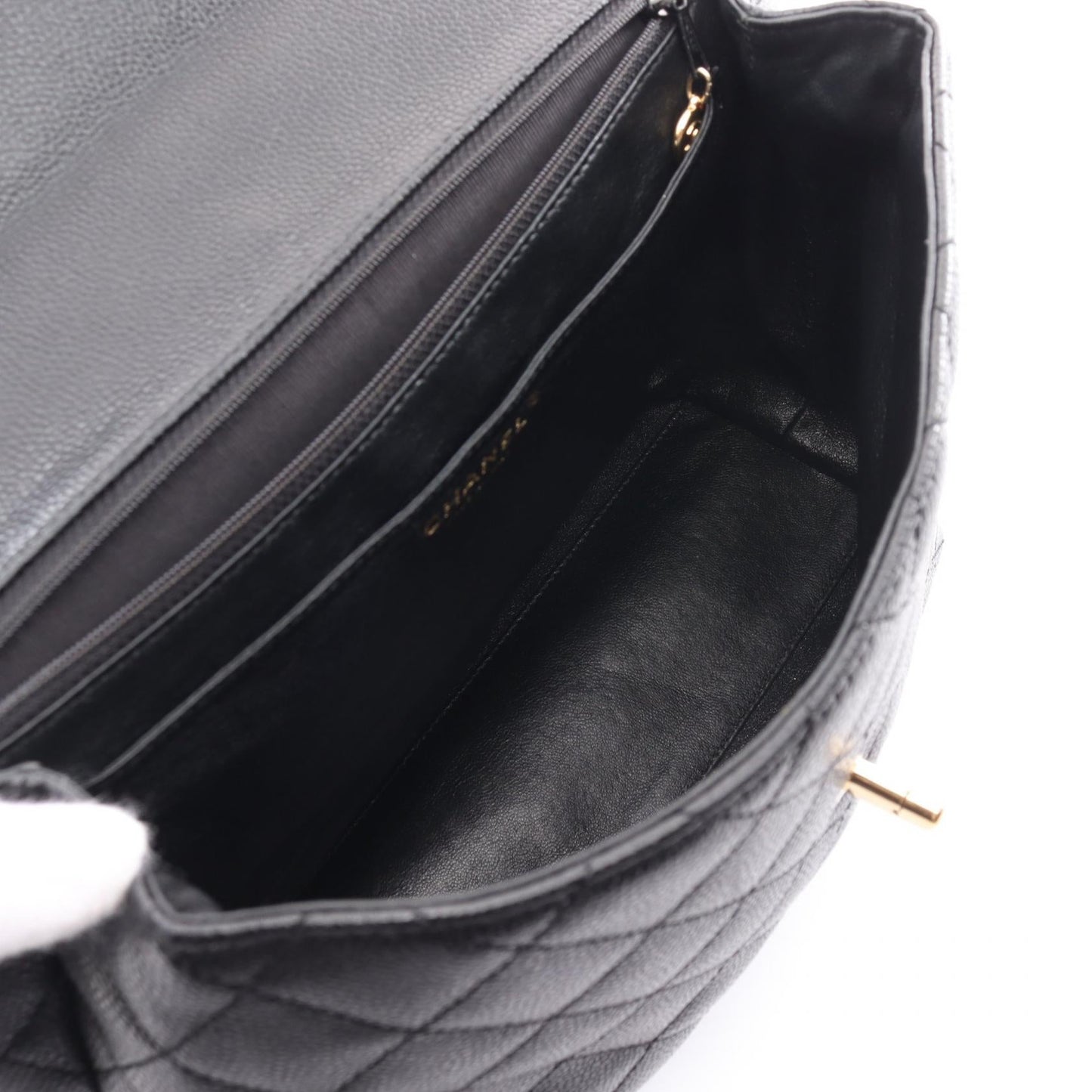 Chanel Matelasse Handbag Caviar Skin Black