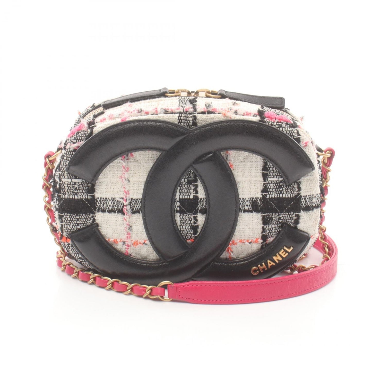Chanel Coco Mark Fabric Leather Shoulder Bag