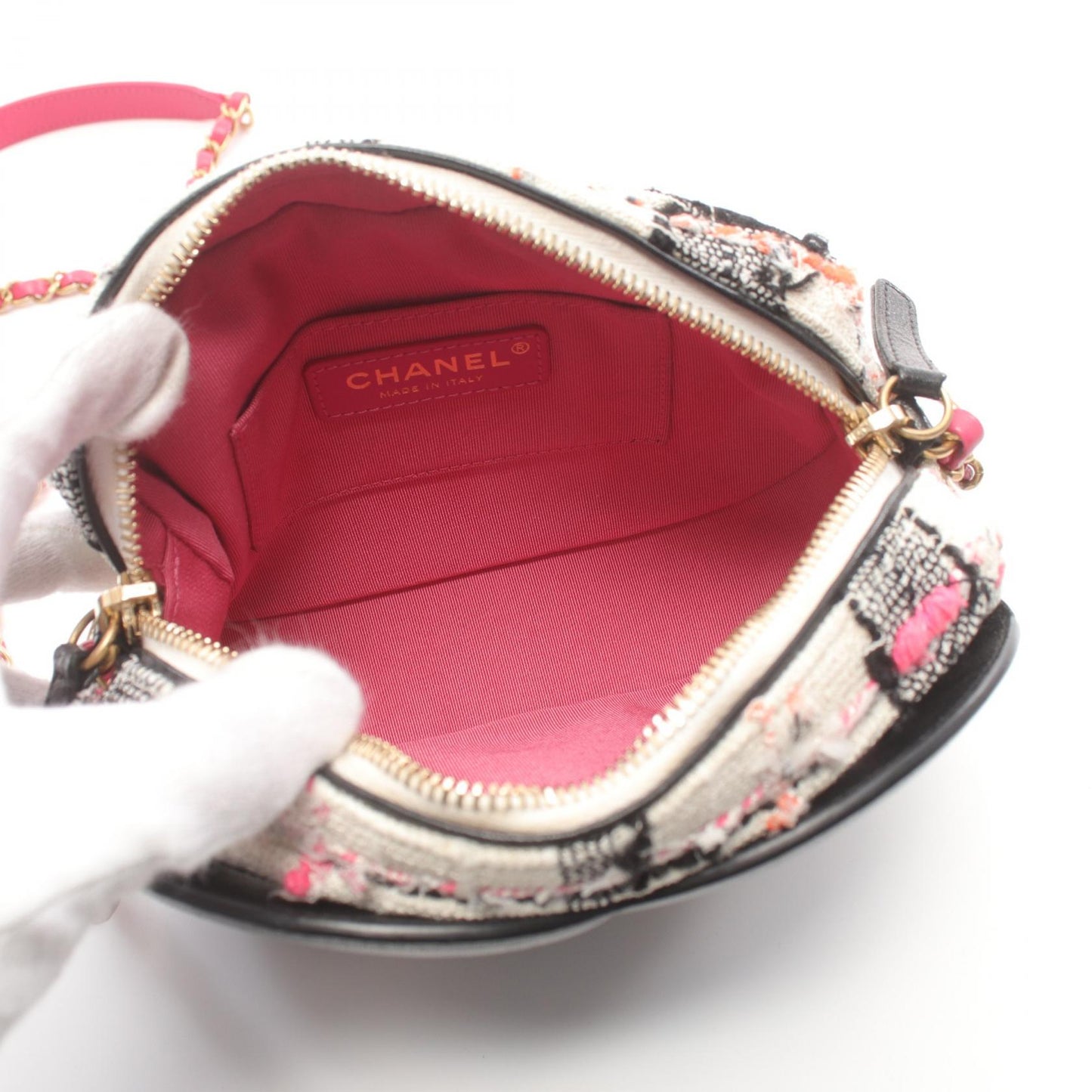 Chanel Coco Mark Fabric Leather Shoulder Bag