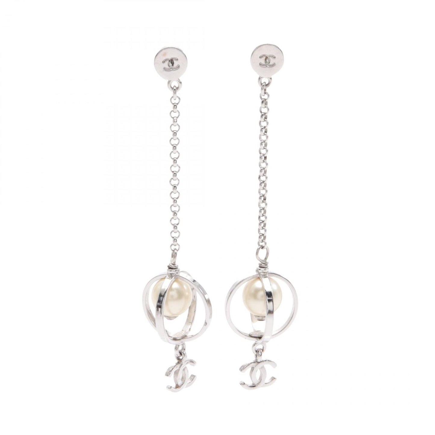 Chanel Coco Mark Earrings Stainless Steel Faux Pearl