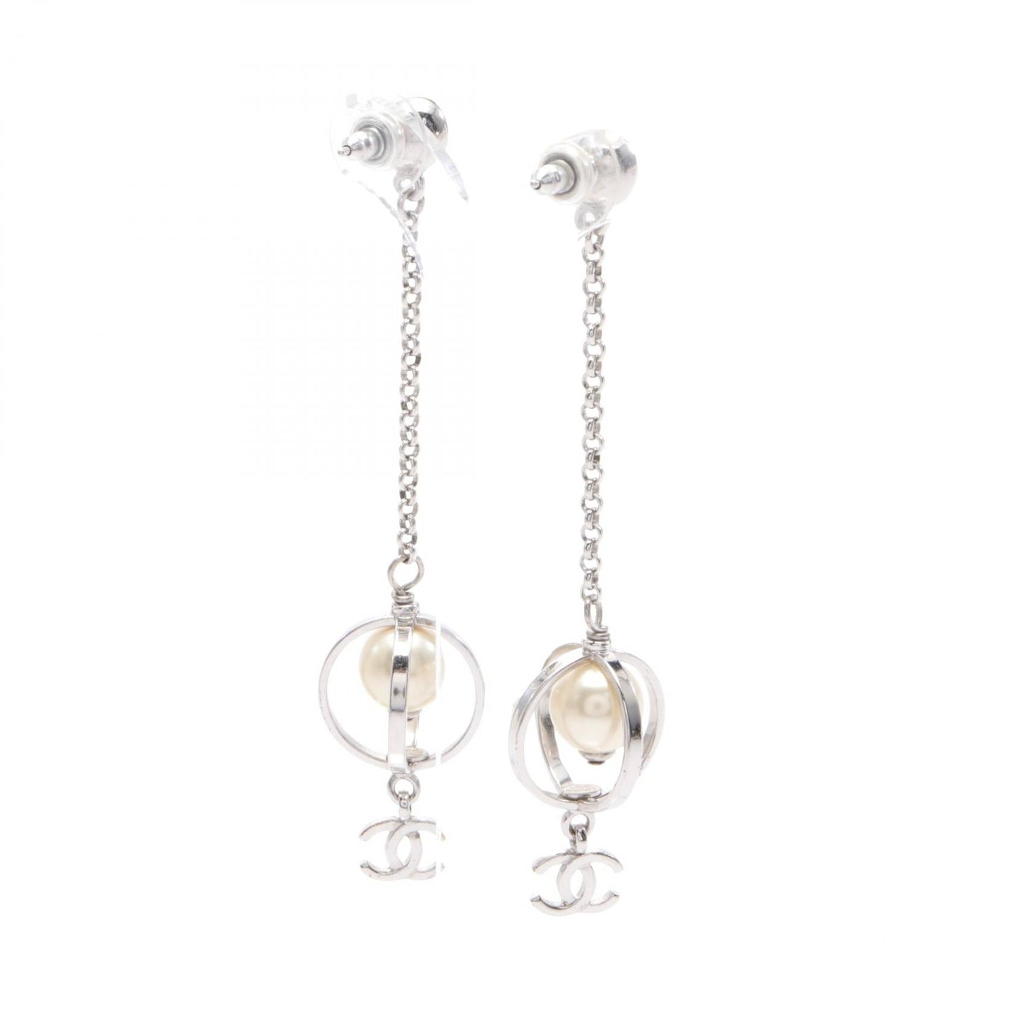 Chanel Coco Mark Earrings Stainless Steel Faux Pearl
