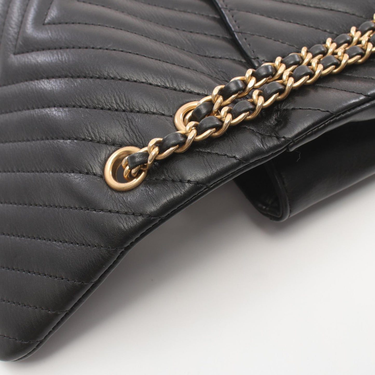 Chanel V-Stitch Lambskin Shoulder Bag Brown