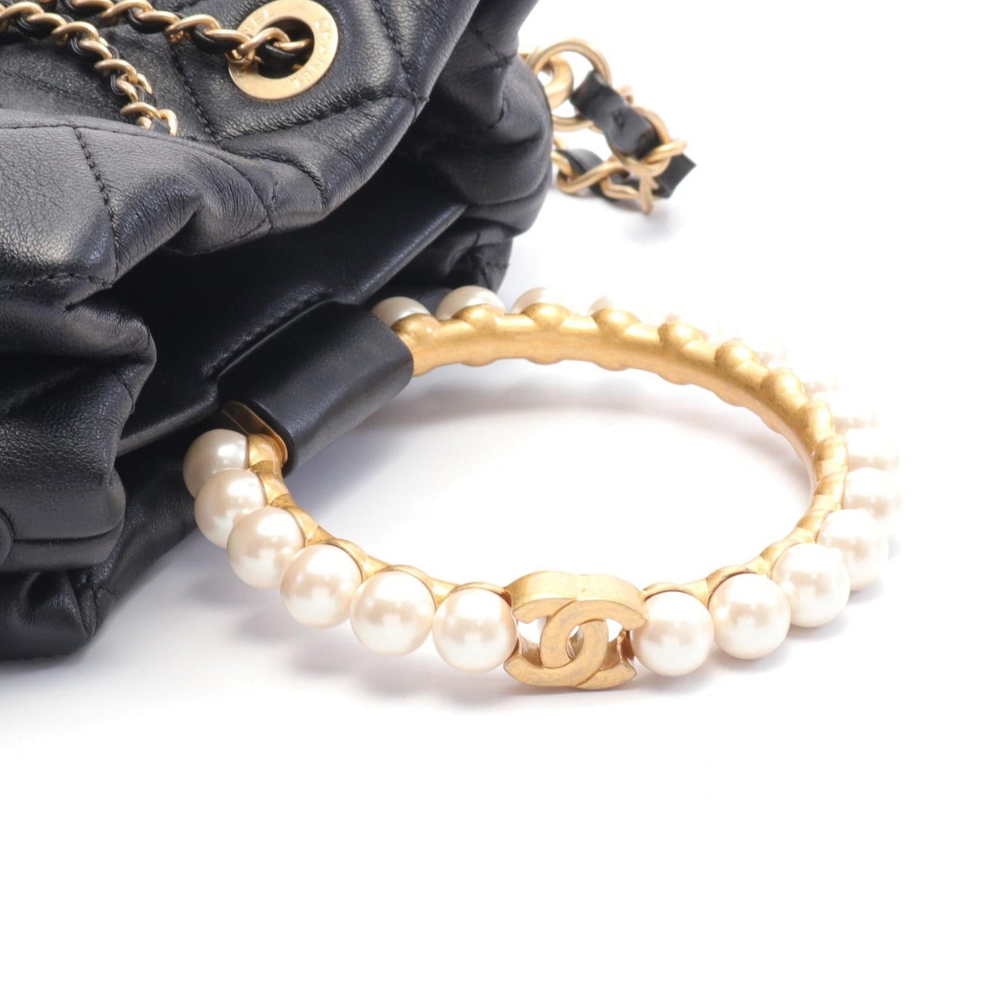 Chanel Leather Matelasse Shoulder Bag Black