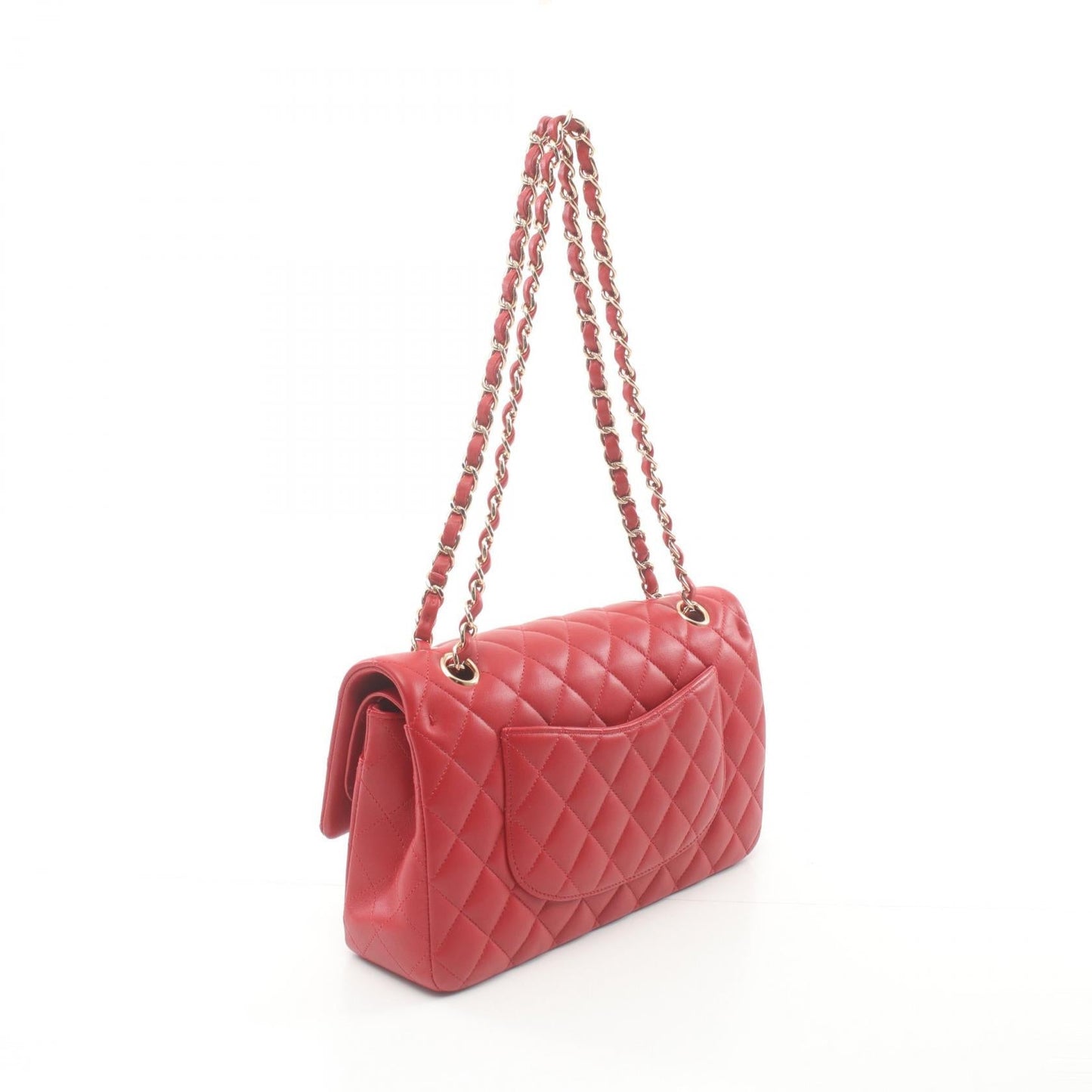 Chanel Matelasse W Flap Shoulder Bag Red