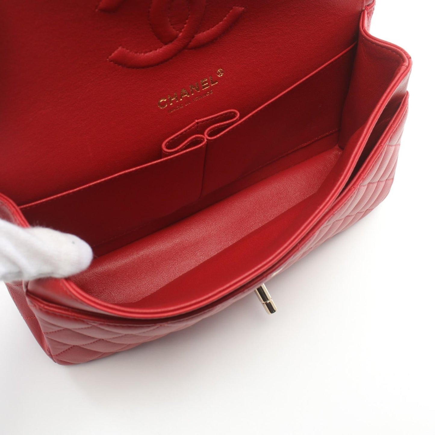 Chanel Matelasse W Flap Shoulder Bag Red