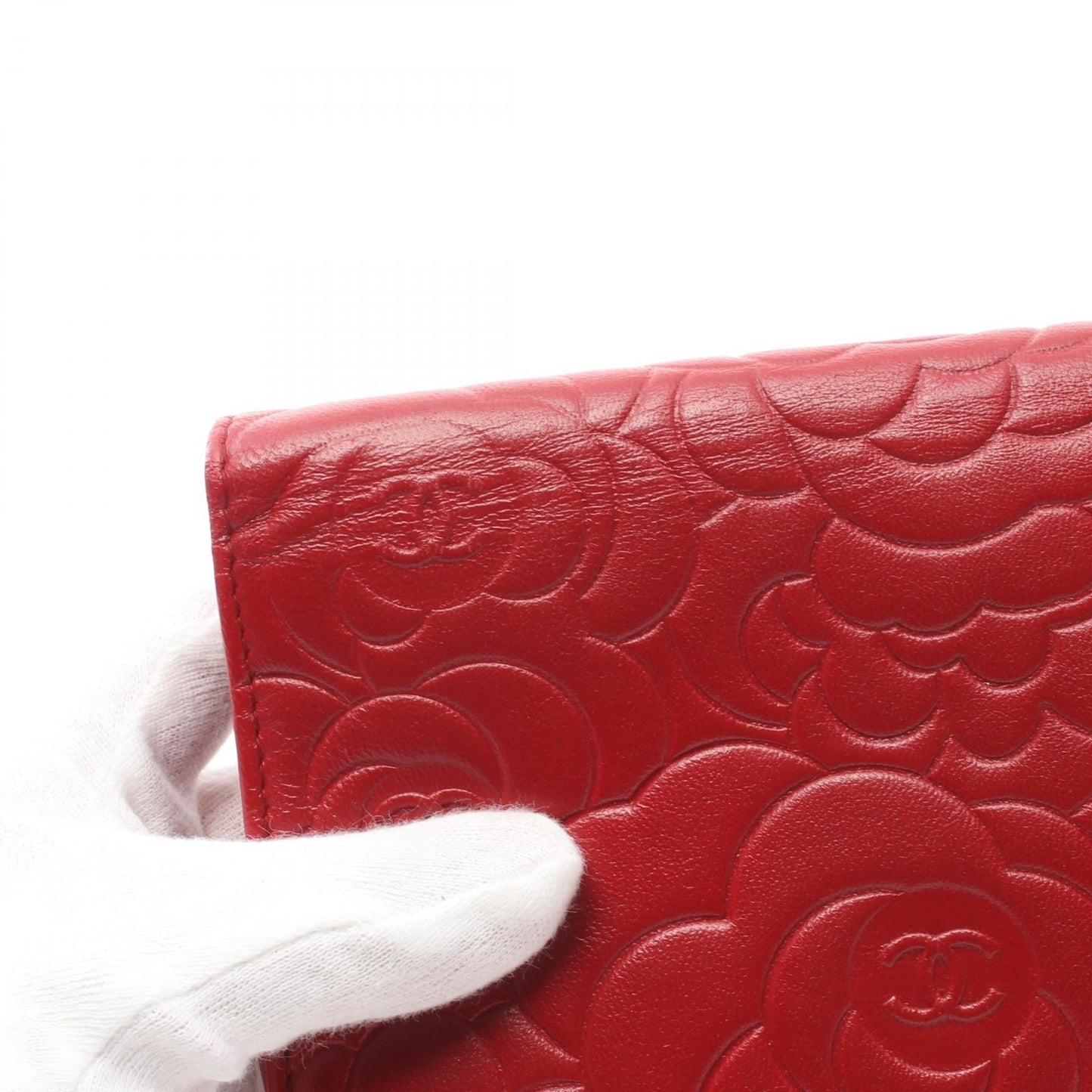 Chanel Camellia Lambskin Shoulder Bag Red