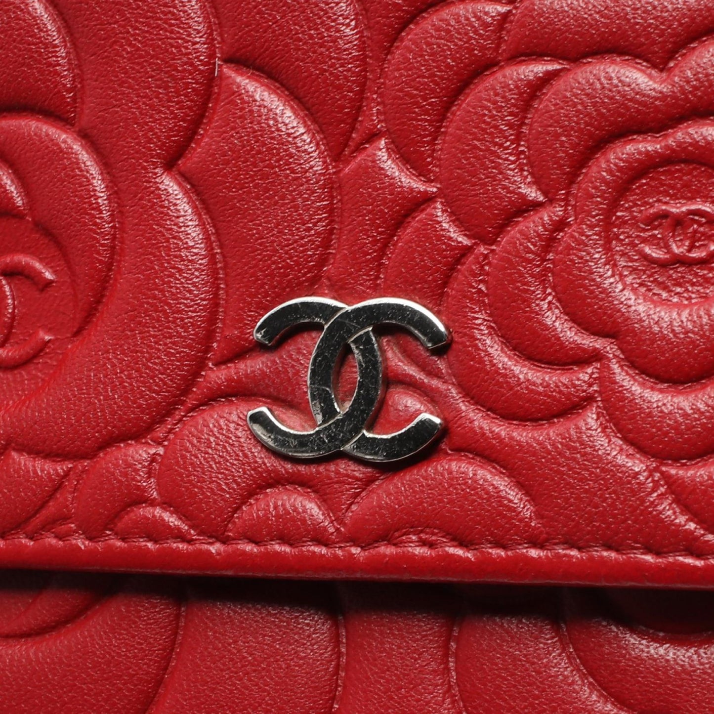 Chanel Camellia Lambskin Shoulder Bag Red