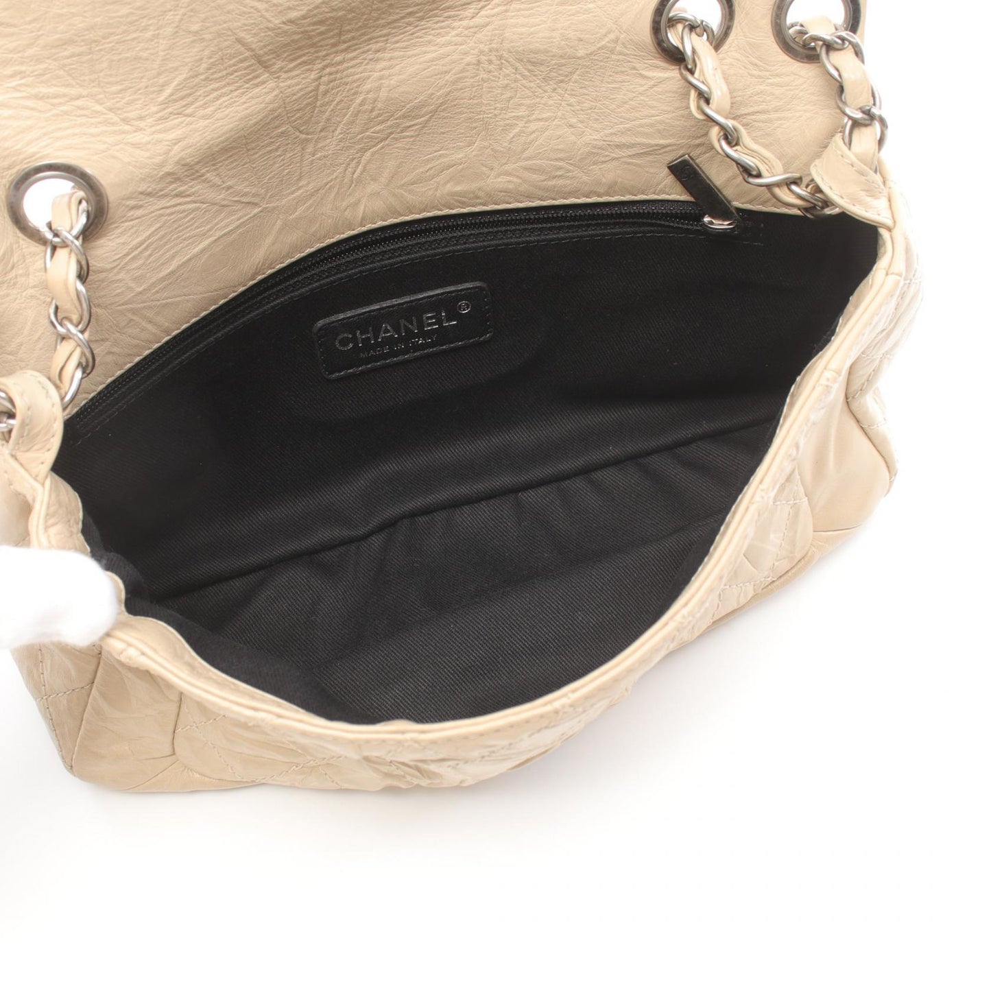 Chanel Leather Matelasse Shoulder Bag Beige