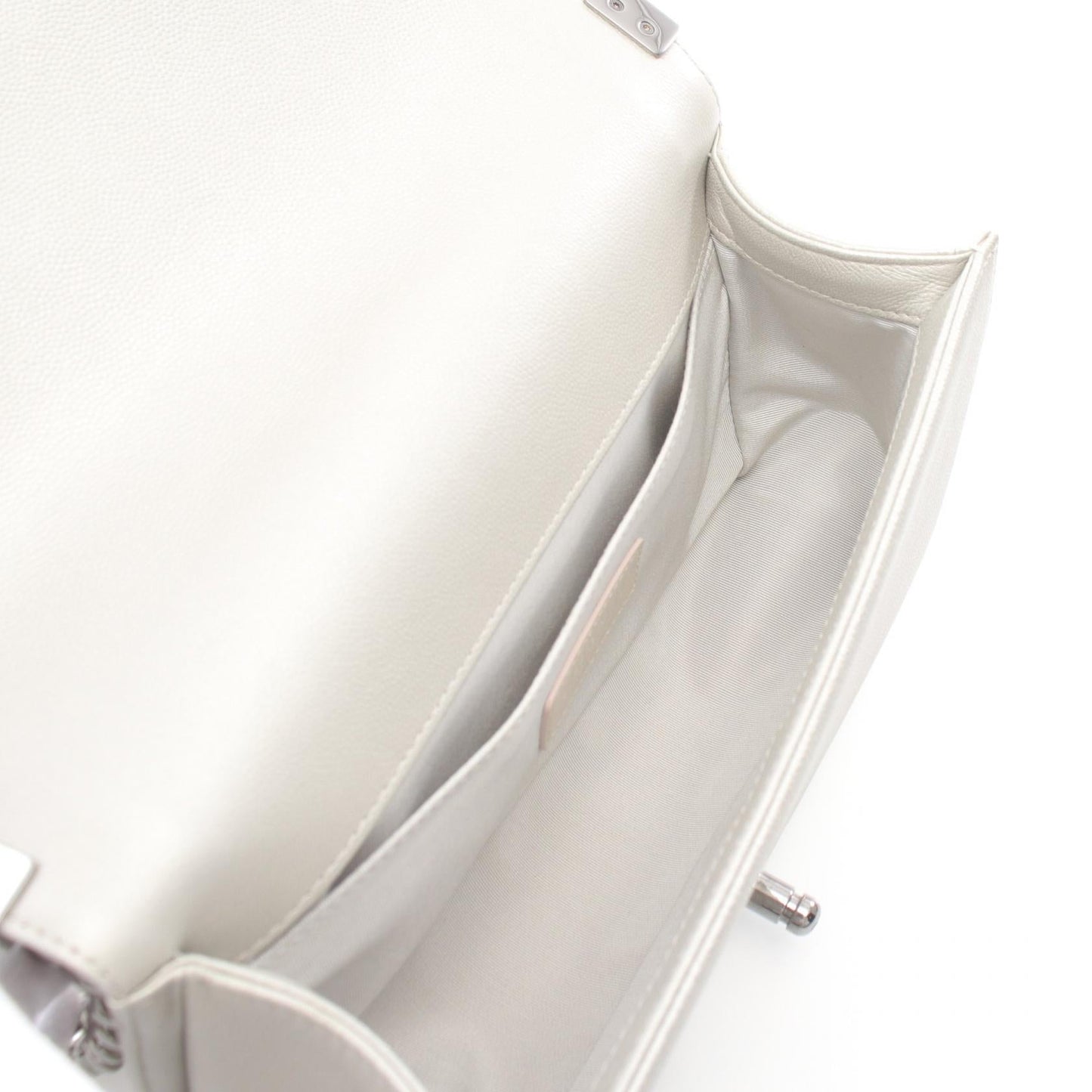 Chanel Boy Matelasse Shoulder Bag Silver