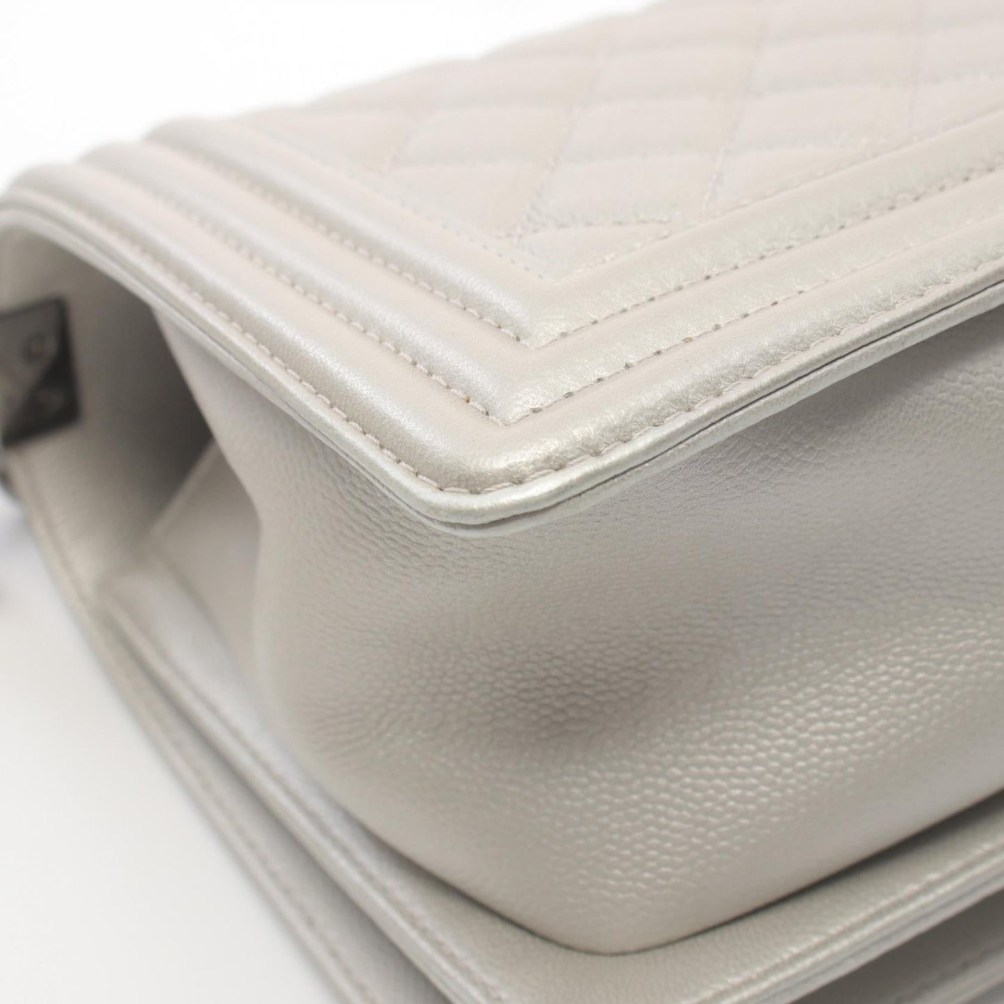 Chanel Boy Matelasse Shoulder Bag Silver