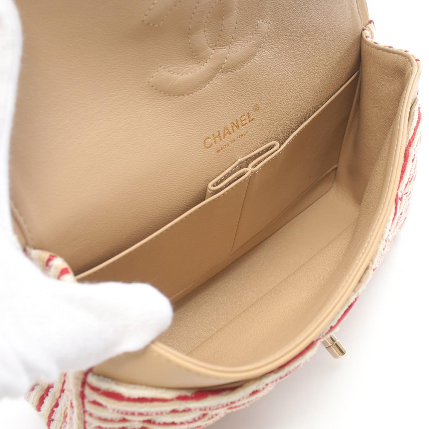 Chanel Matelasse W Flap Shoulder Bag Canvas Leather