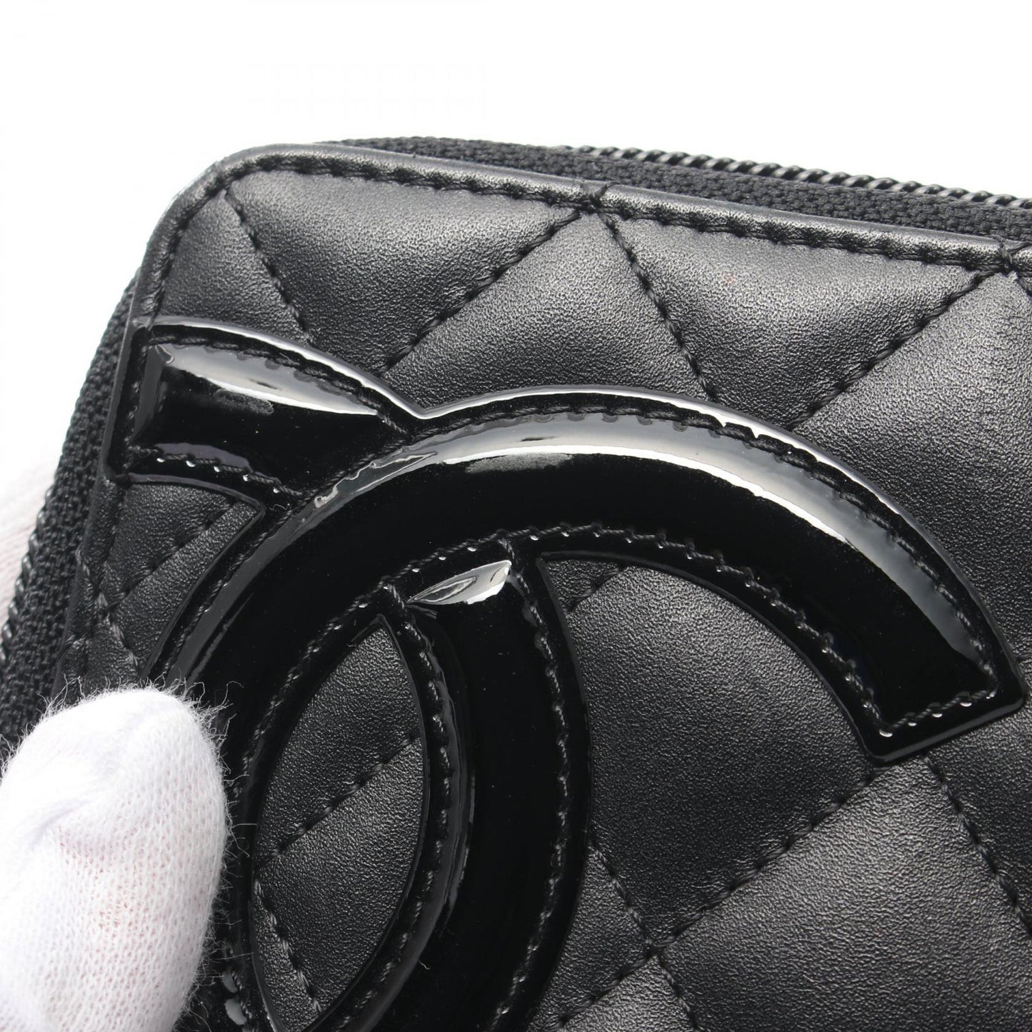Chanel Cambon Line Leather Long Wallet Black