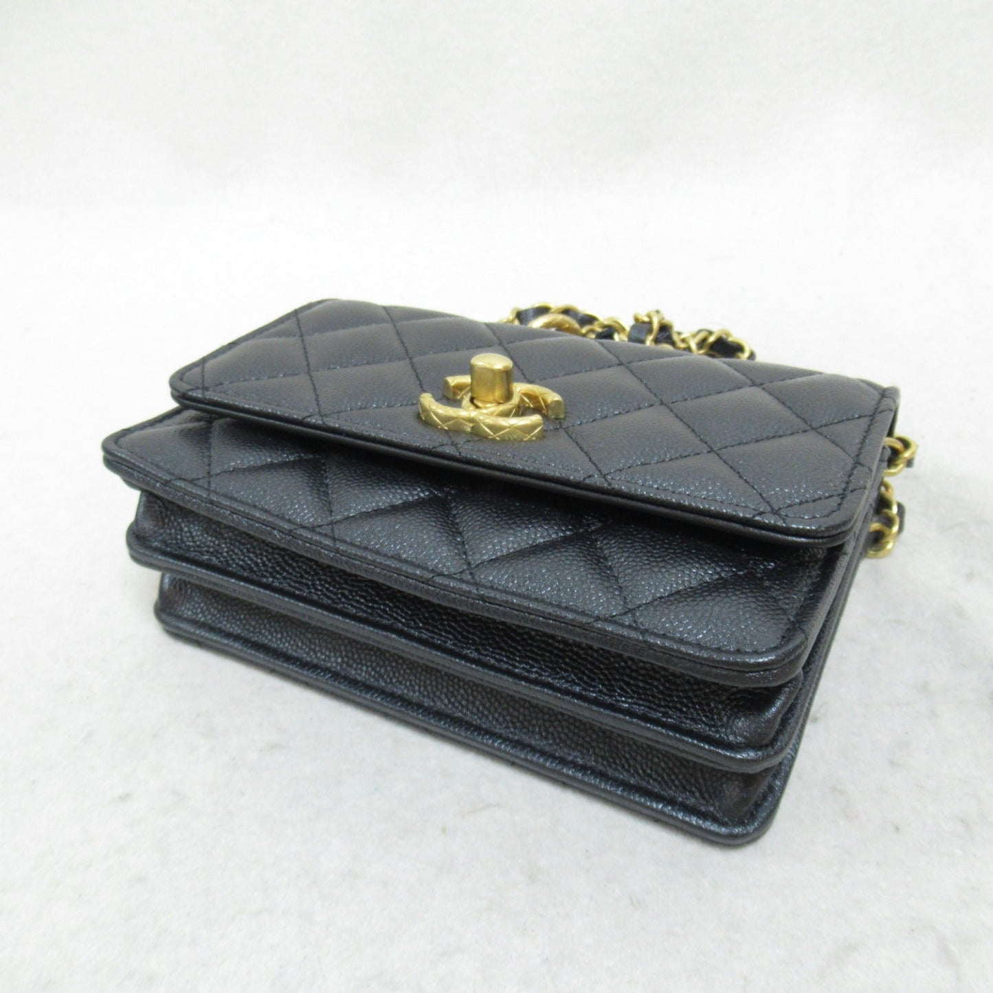 Chanel Mini Matelasse Chain Wallet Shoulder Bag Black
