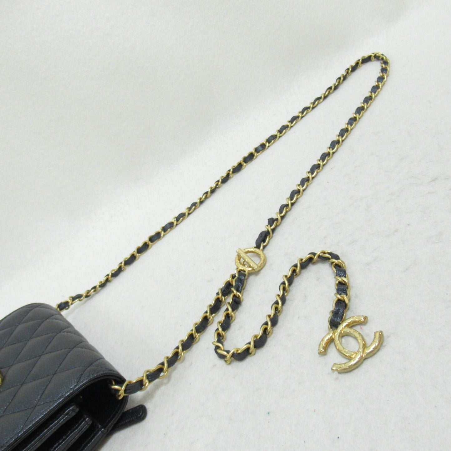 Chanel Mini Matelasse Chain Wallet Shoulder Bag Black
