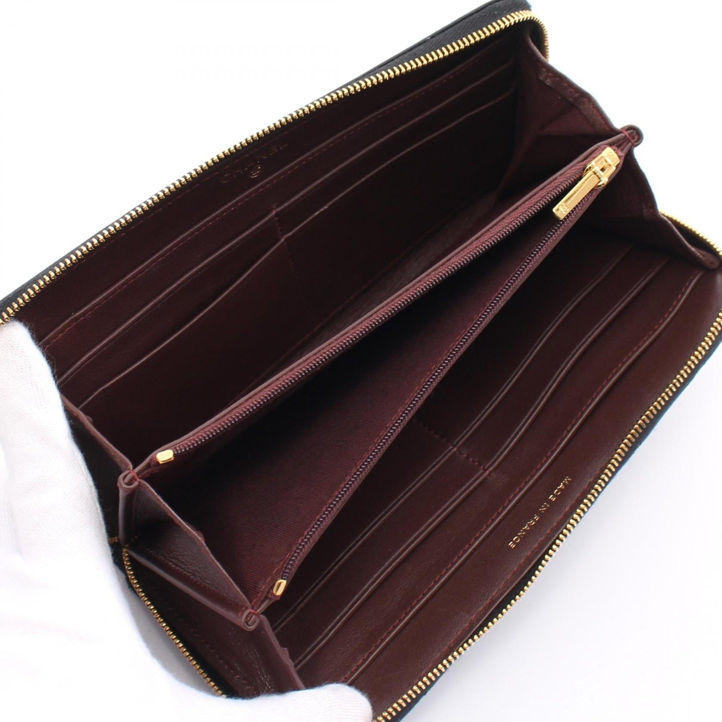 Chanel Quilted Leather Zip Around Wallet Leather Long Wallet in New Condition