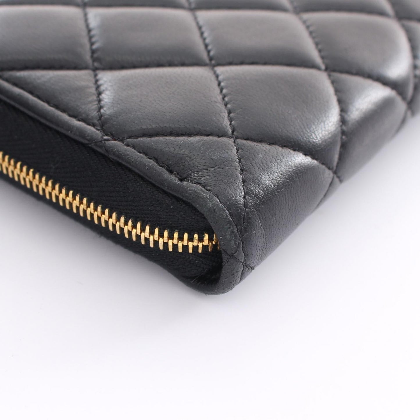 Chanel Quilted Leather Zip Around Wallet Leather Long Wallet in New Condition