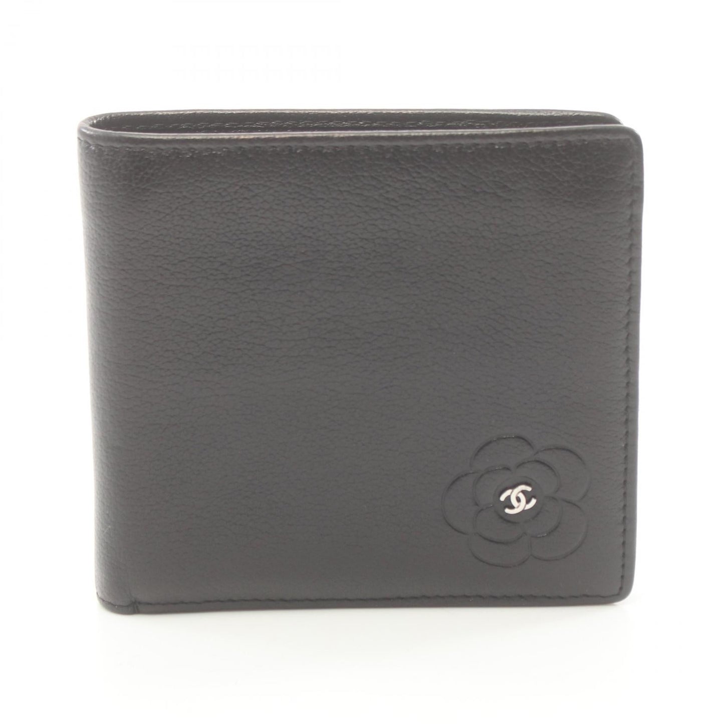 Chanel Camellia Bifold Wallet Leather Short Wallet in Great Condition