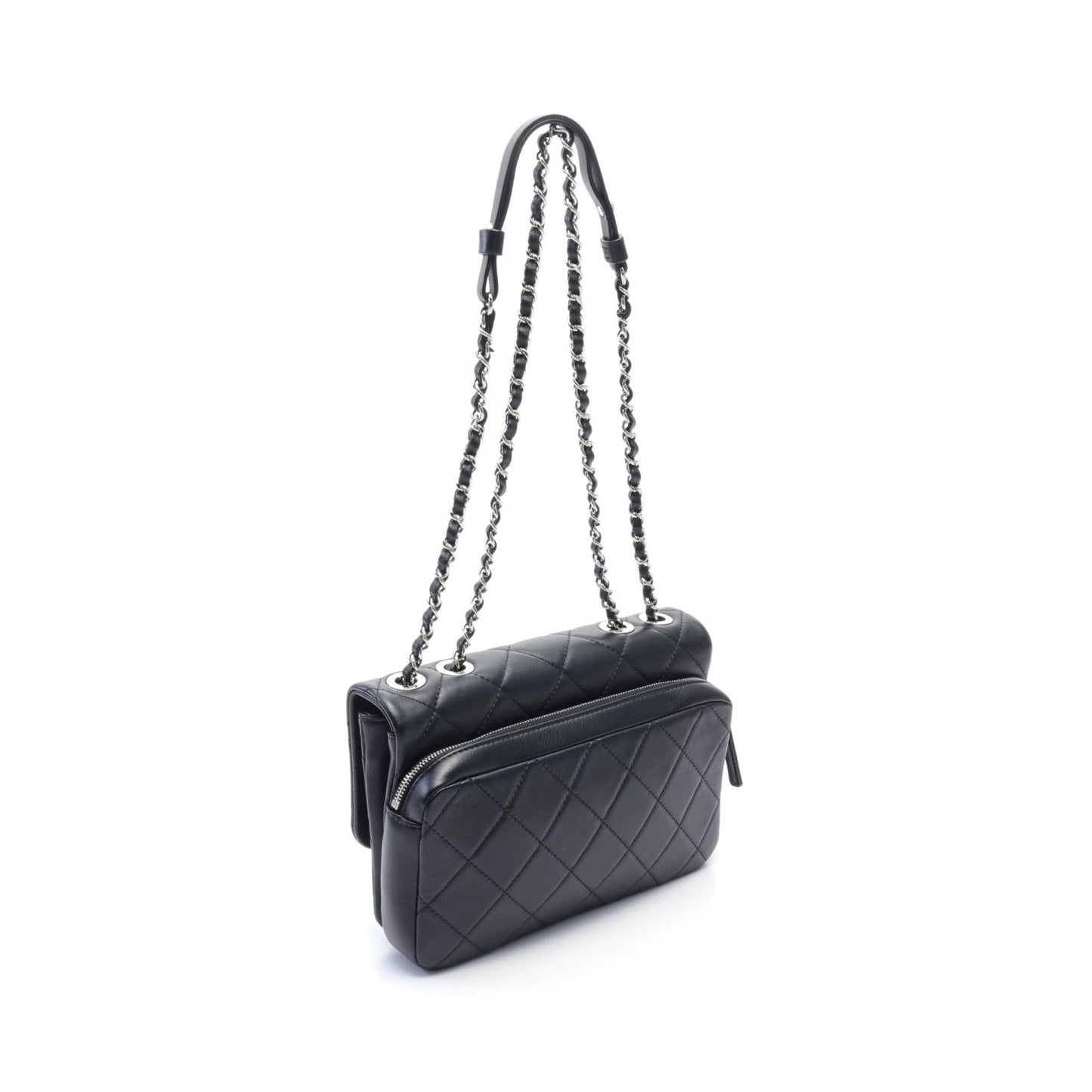 Chanel Leather Matelasse Shoulder Bag Black