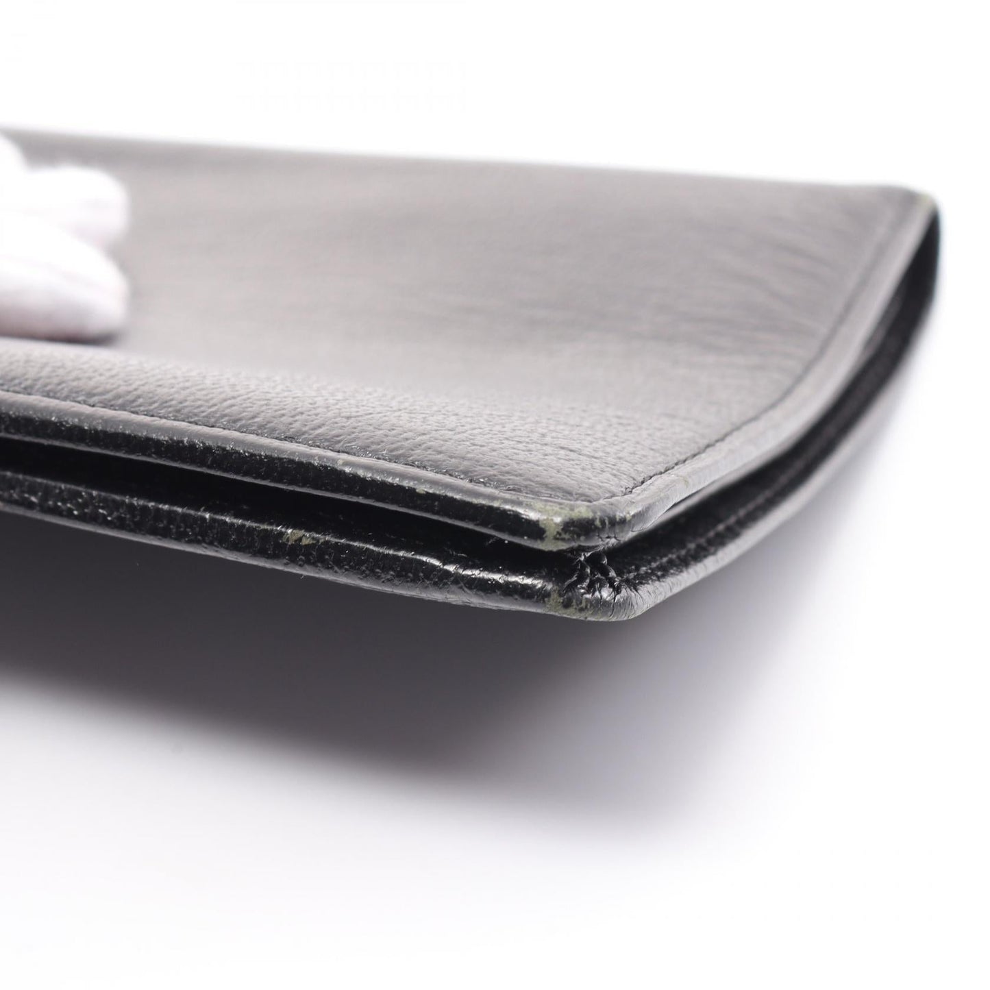 Chanel Leather Coco Mark Long Wallet Black
