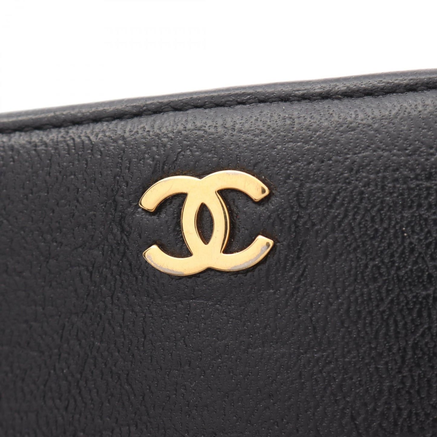 Chanel Leather Coco Mark Long Wallet Black