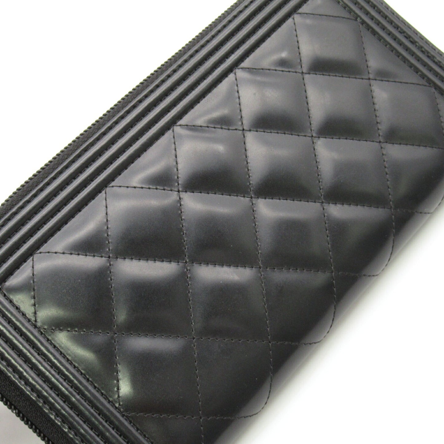 Chanel Boy Long Wallet Black Leather