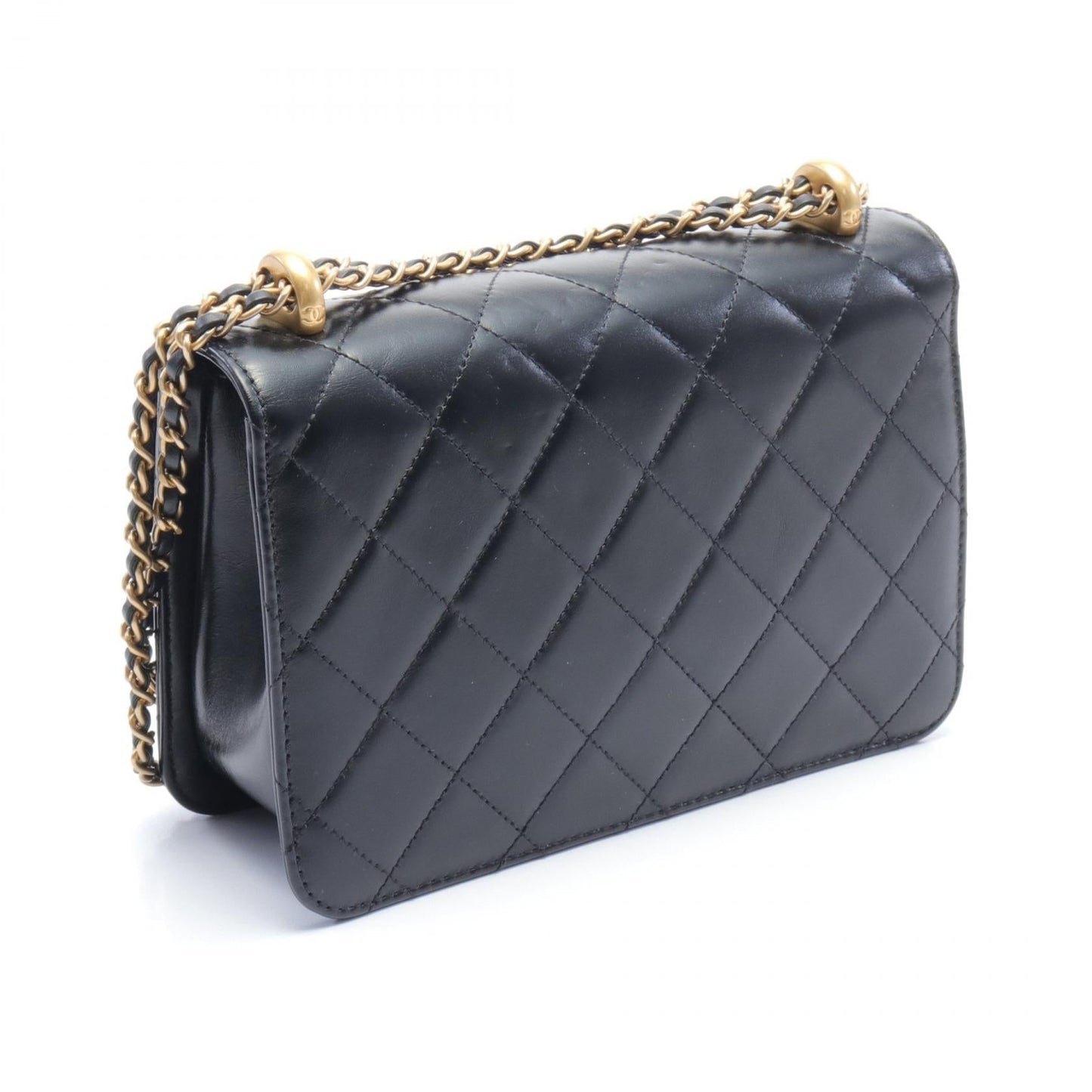 Chanel Leather Matelasse Shoulder Bag Black