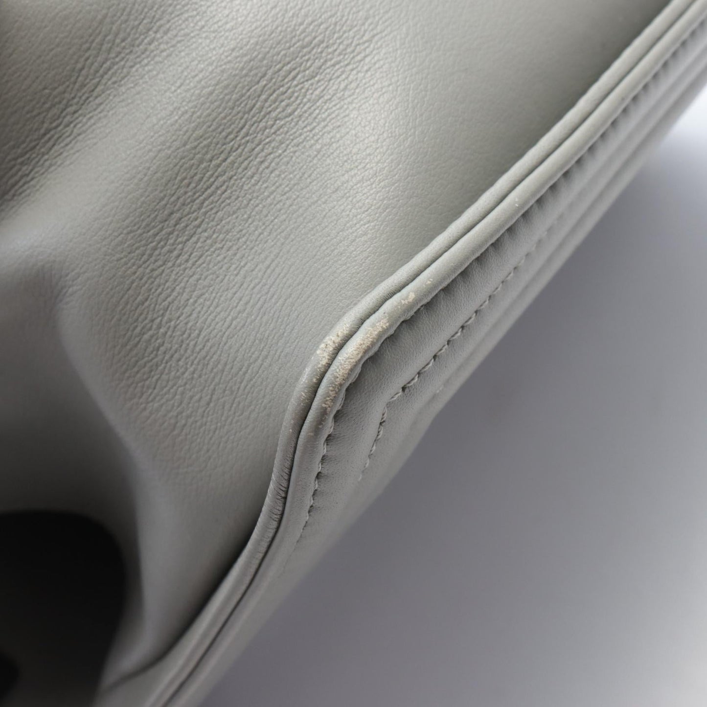 Chanel Boy Chevron Leather Shoulder Bag Gray