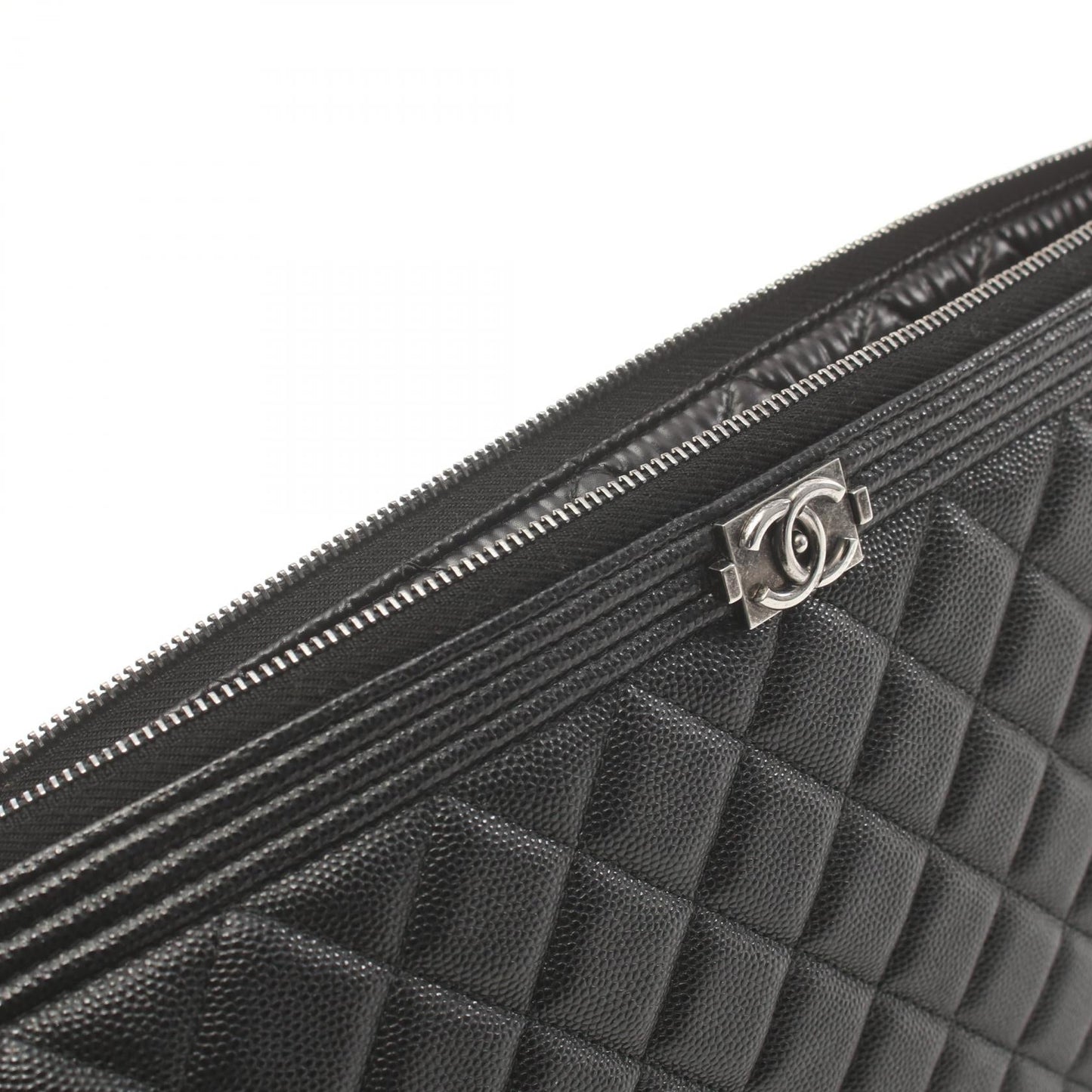 Chanel Quilted Caviar Zip Clutch Bag Leather Clutch Bag in New Condition