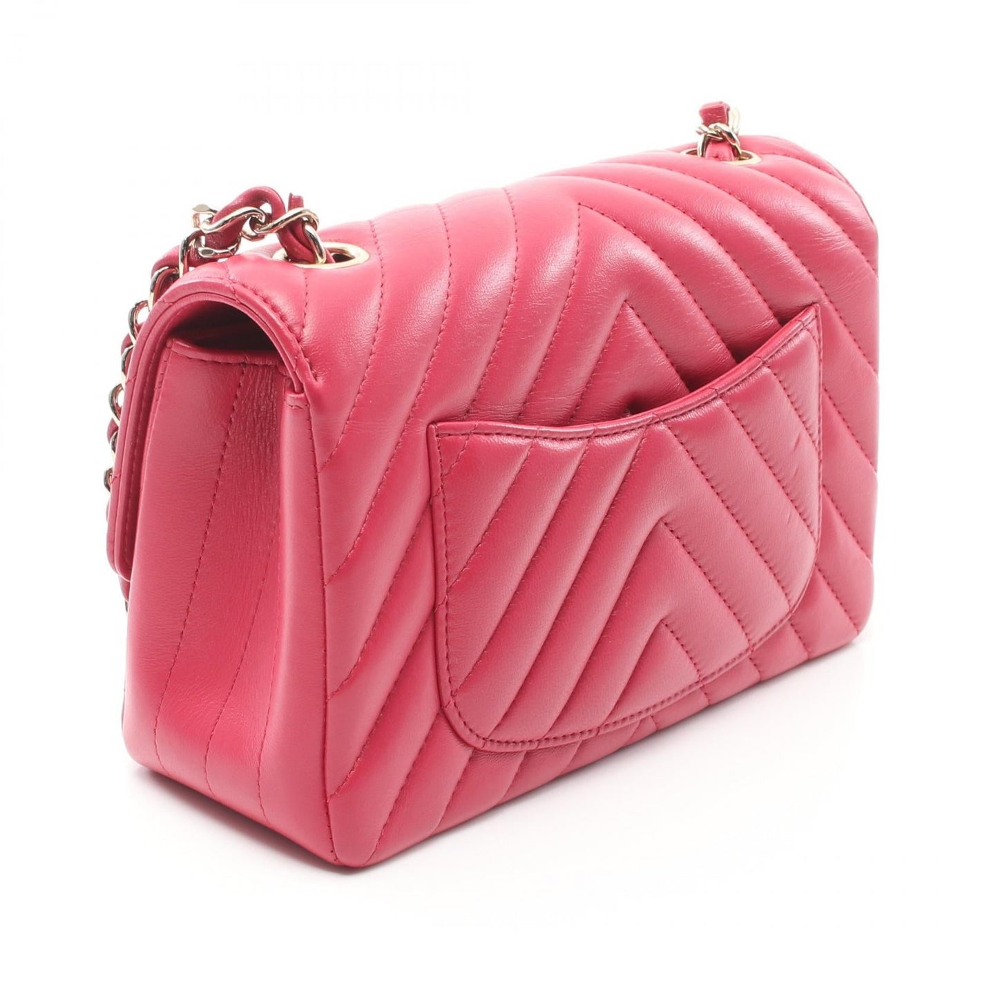 Chanel V-Stitch Lambskin Shoulder Bag Pink