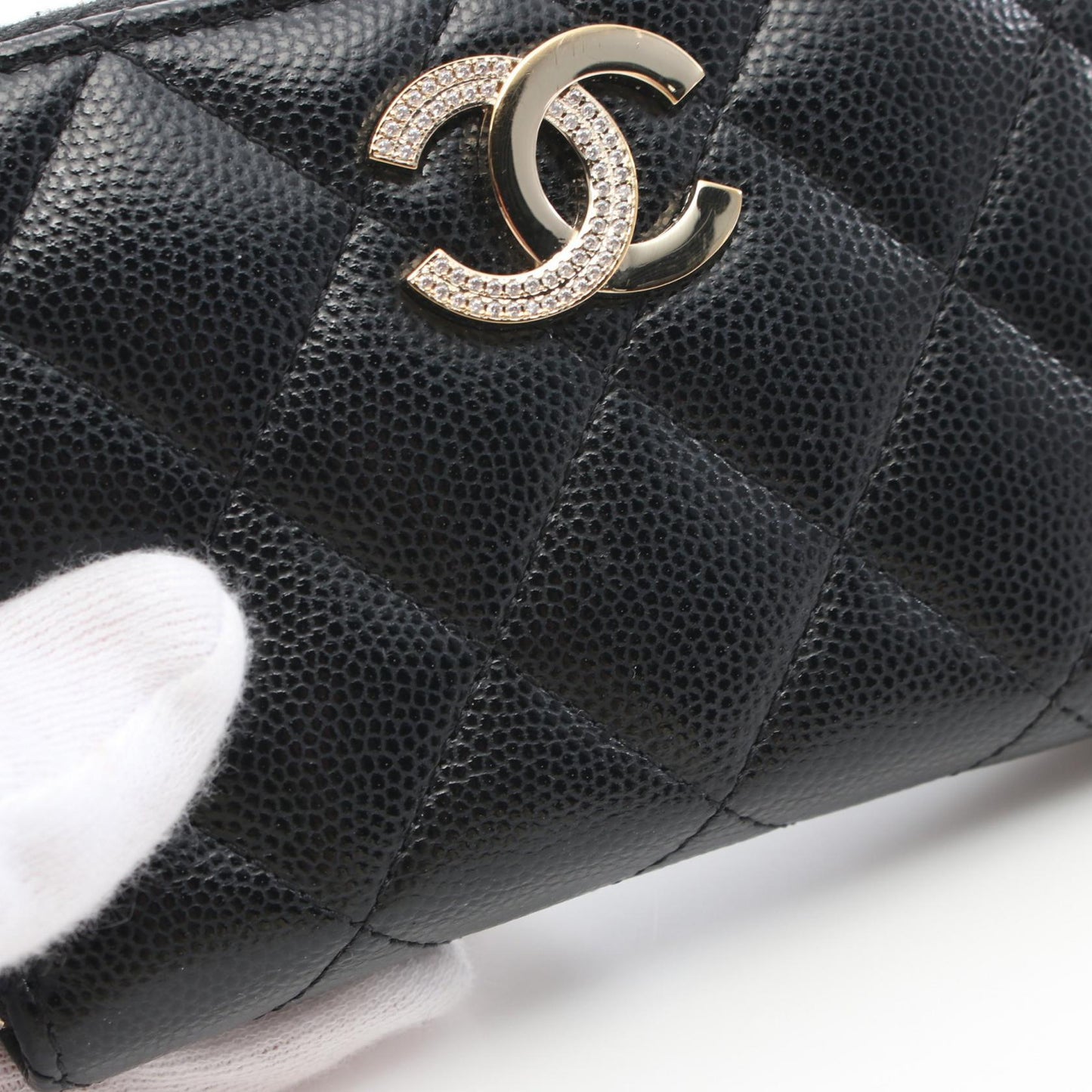 Chanel Matelasse Round Leather Wallet Black