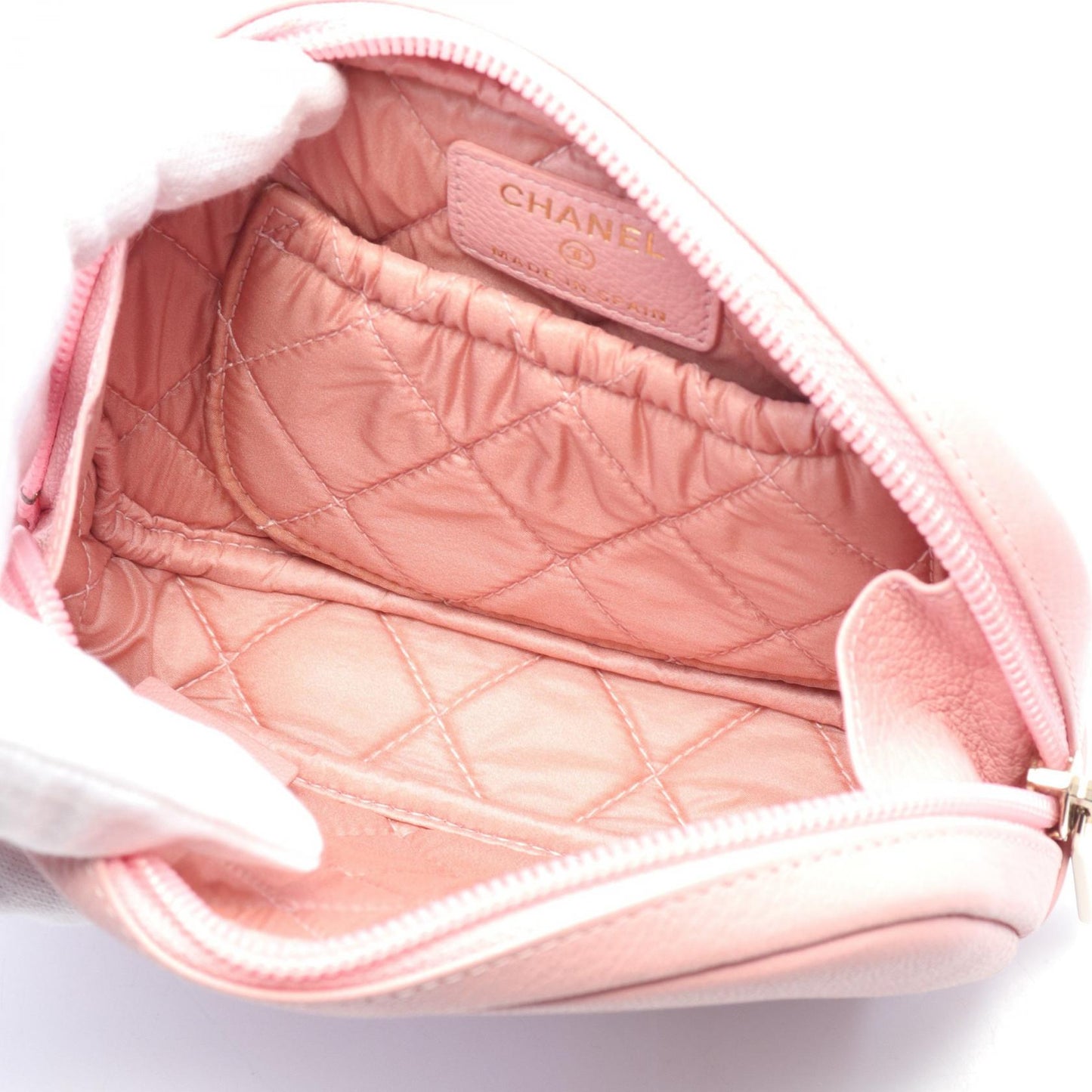 Chanel CC Leather Zip Pouch Leather Vanity Bag in New Condition