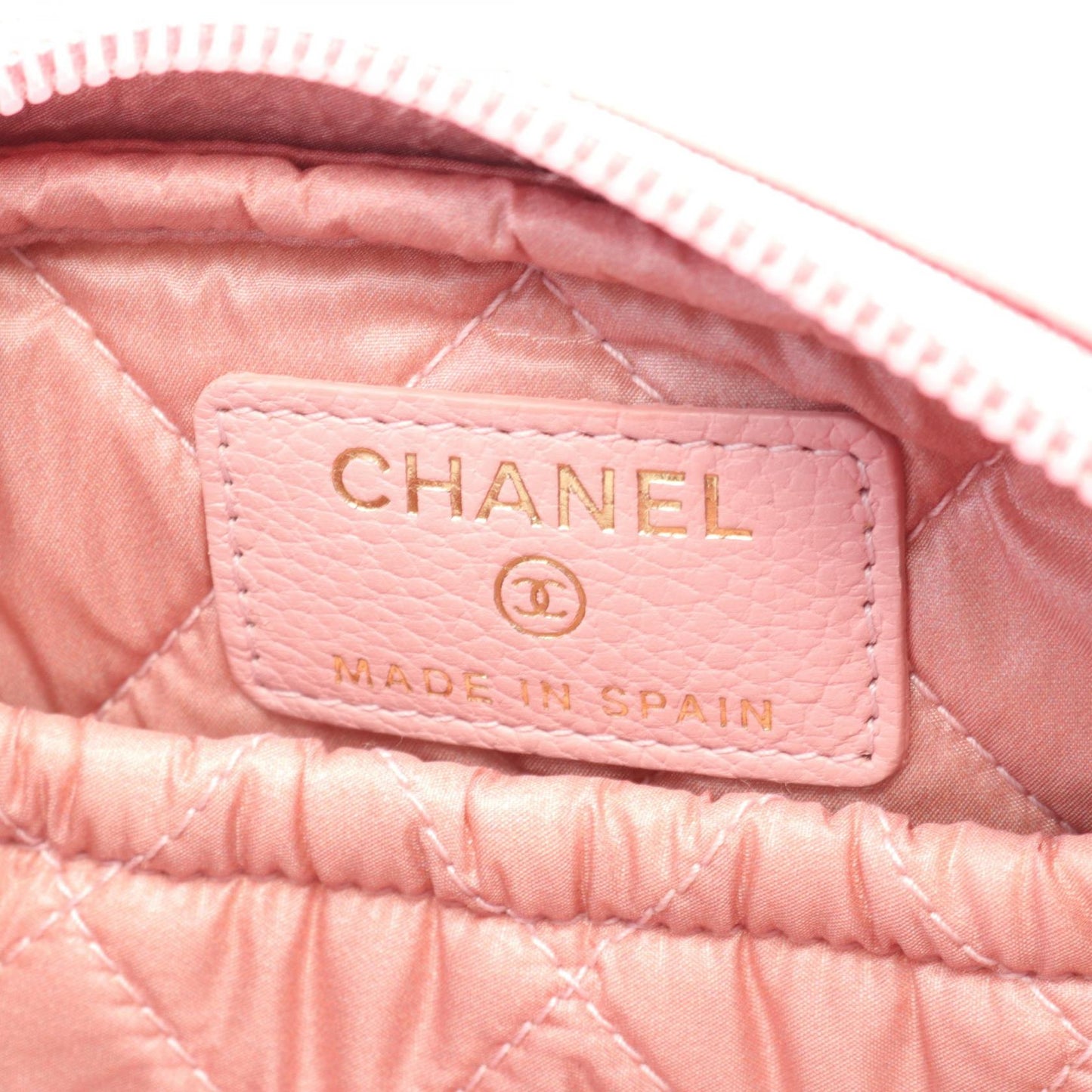Chanel CC Leather Zip Pouch Leather Vanity Bag in New Condition