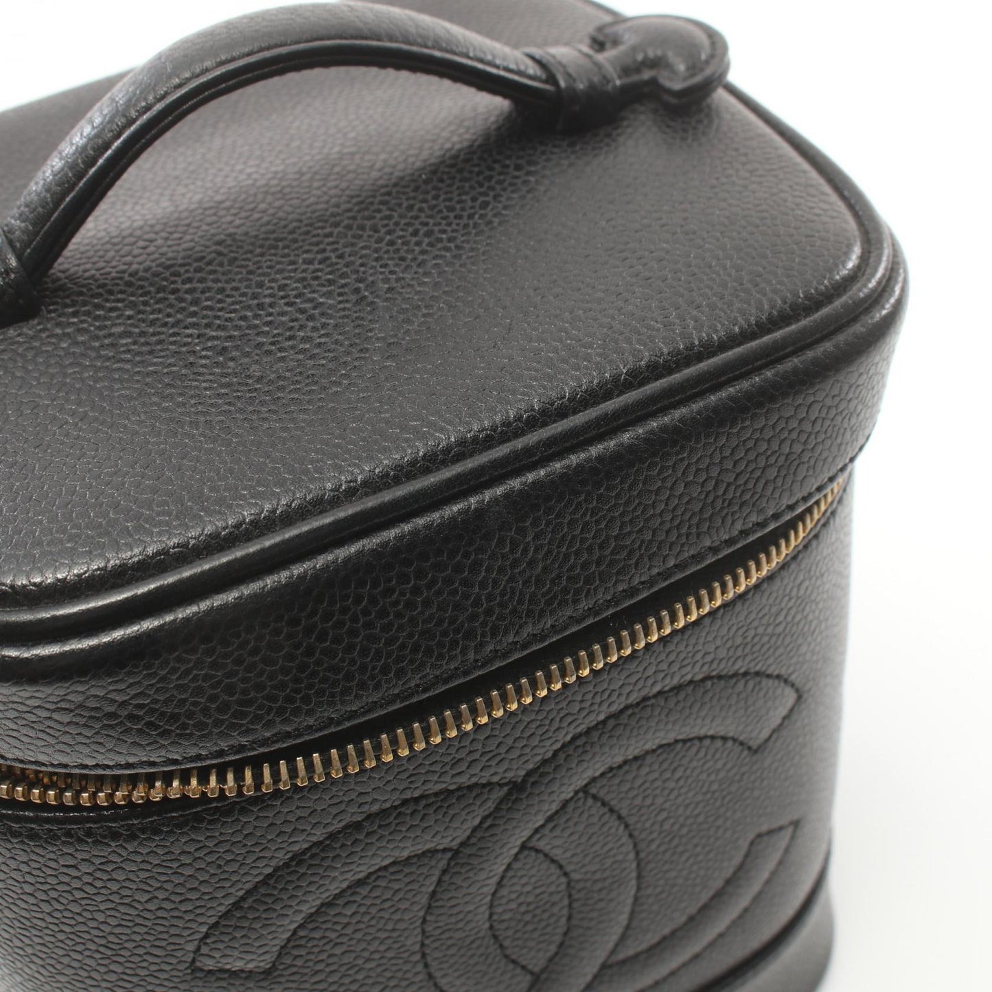 Chanel CC Caviar Vertical Vanity Case Leather Vanity Bag A01998 in New Condition