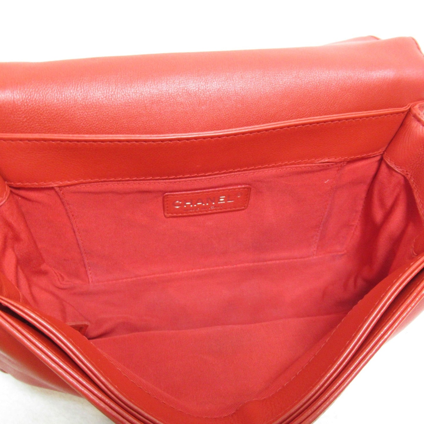 Chanel Boy Chain Shoulder Bag Red Leather