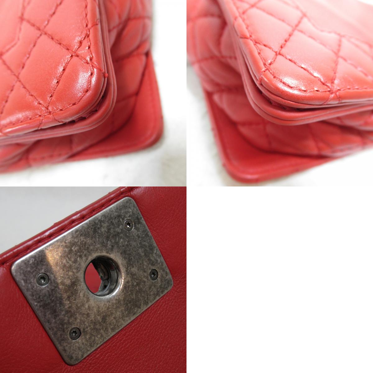 Chanel Boy Chain Shoulder Bag Red Leather