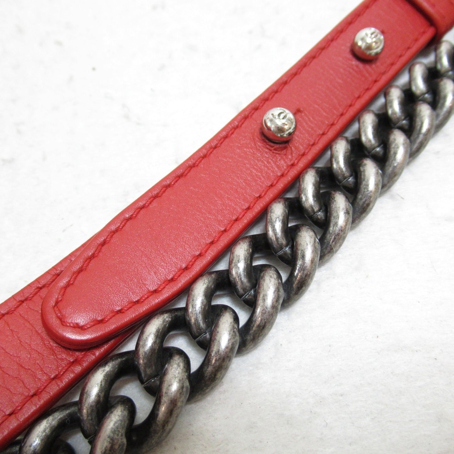 Chanel Boy Chain Shoulder Bag Red Leather