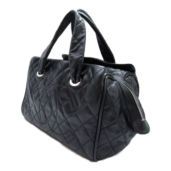 Chanel Quilted CC Caviar Bowler Bag Leather Handbag in Great Condition