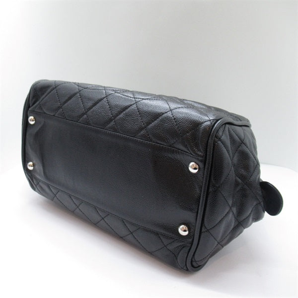Chanel Quilted CC Caviar Bowler Bag Leather Handbag in Great Condition