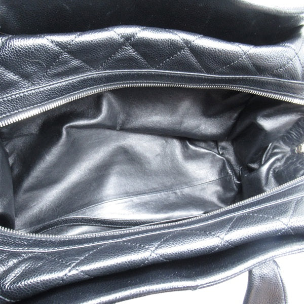 Chanel Quilted CC Caviar Bowler Bag Leather Handbag in Great Condition