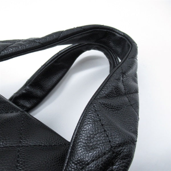 Chanel Quilted CC Caviar Bowler Bag Leather Handbag in Great Condition