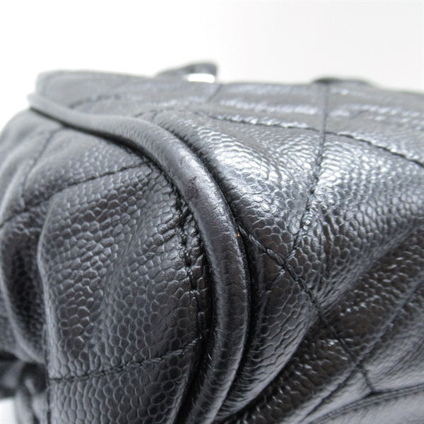 Chanel Quilted CC Caviar Bowler Bag Leather Handbag in Great Condition