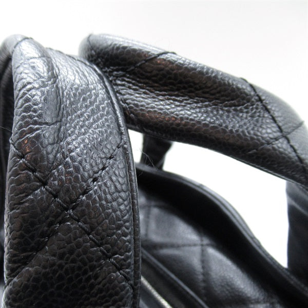 Chanel Quilted CC Caviar Bowler Bag Leather Handbag in Great Condition