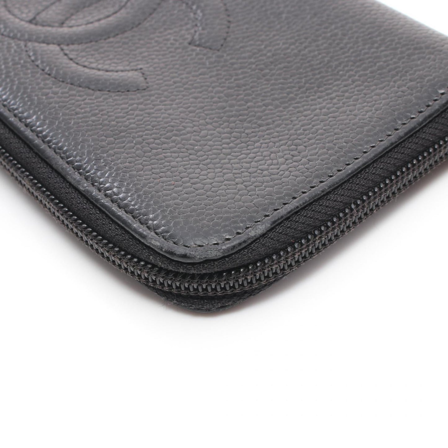 Chanel Coco Mark Caviar Skin Round Zipper Wallet Leather Long Wallet 8174531 in New Condition