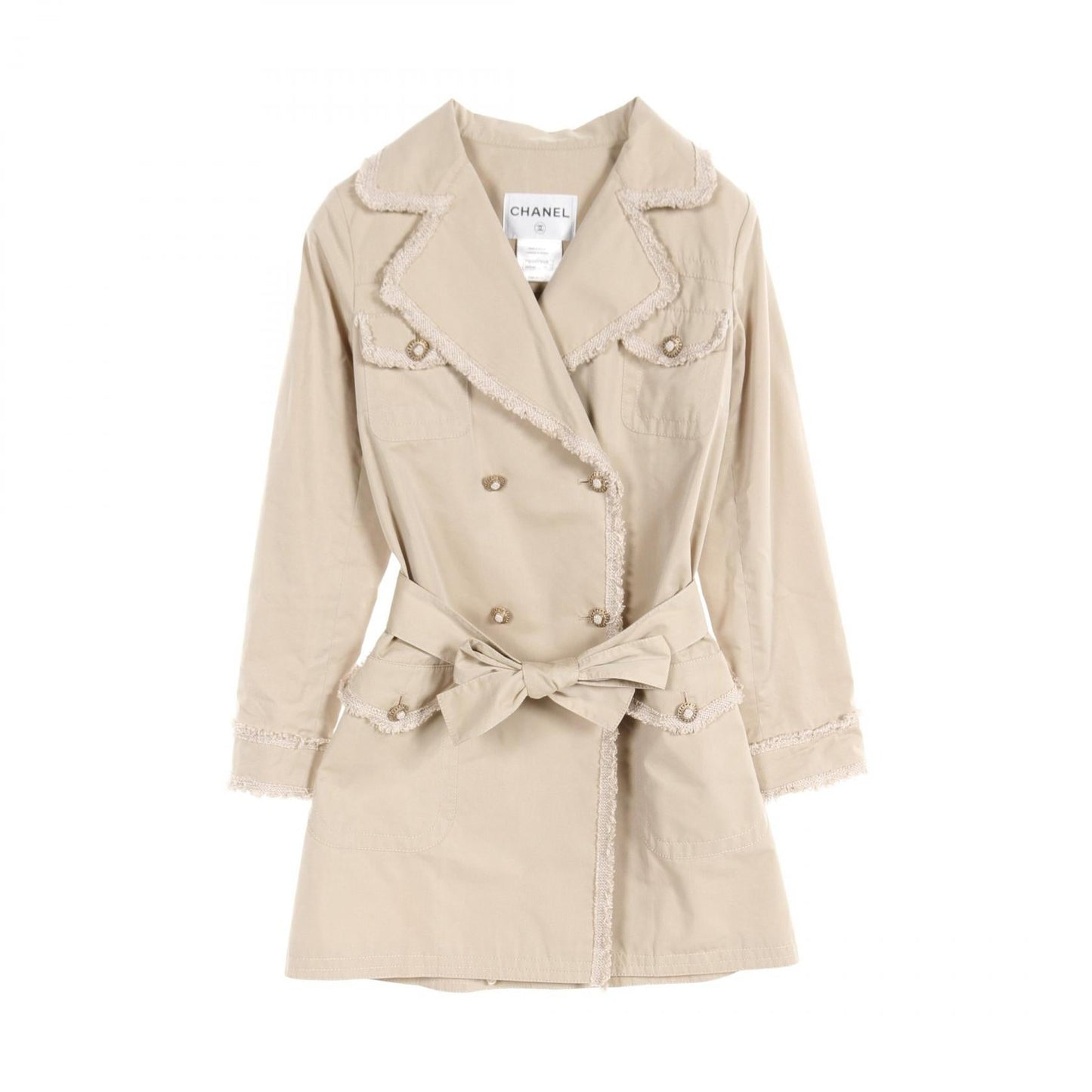 Chanel Silk Cotton Trench Coat Beige