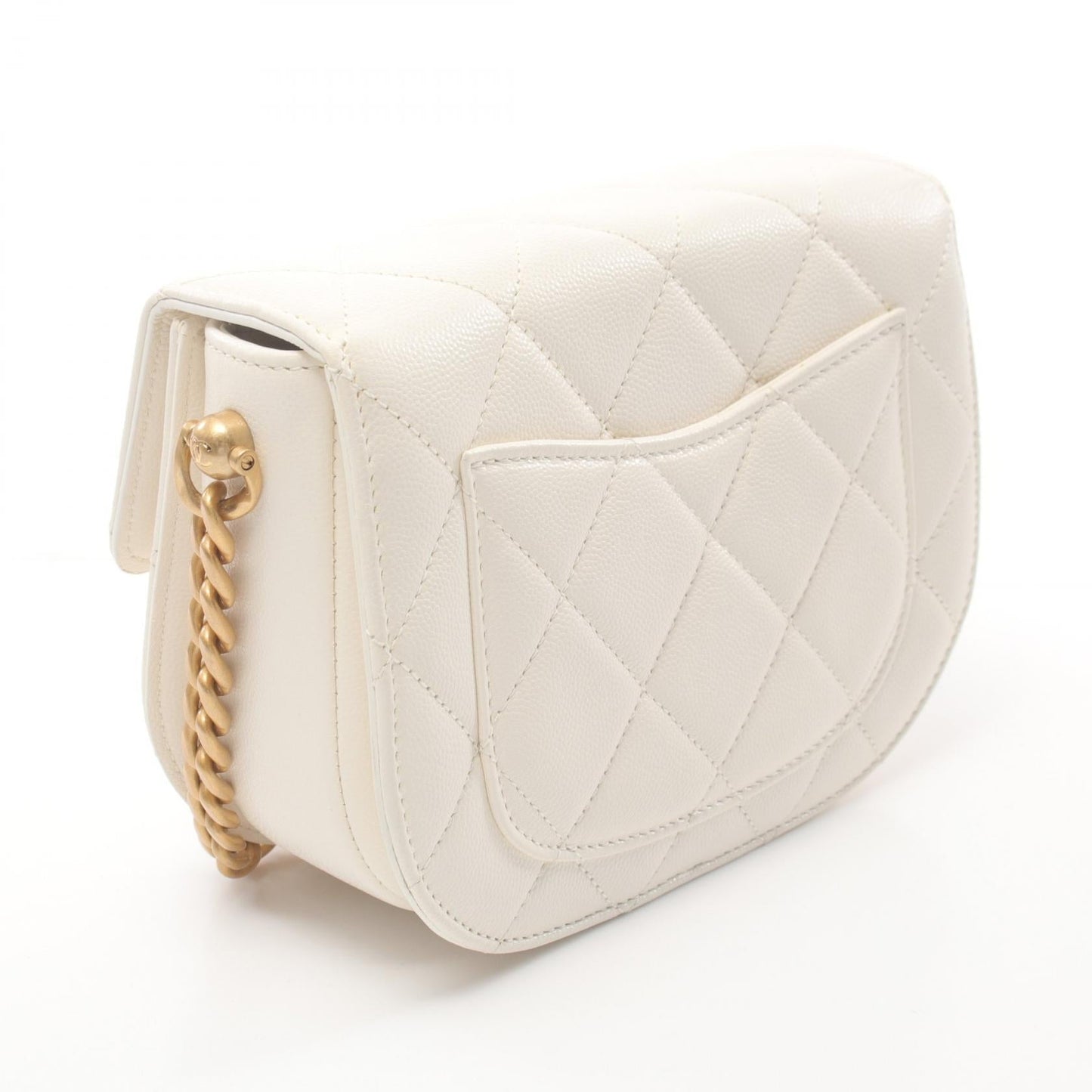 Chanel Matelasse Caviar Shoulder Bag White